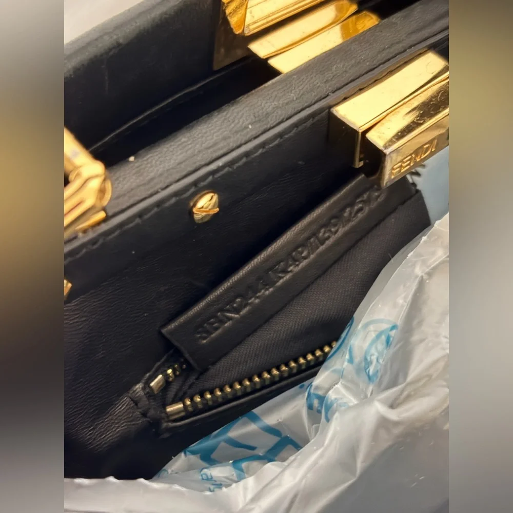 black FF Peekaboo Mini bag in nappa leather with gold-tone hardware